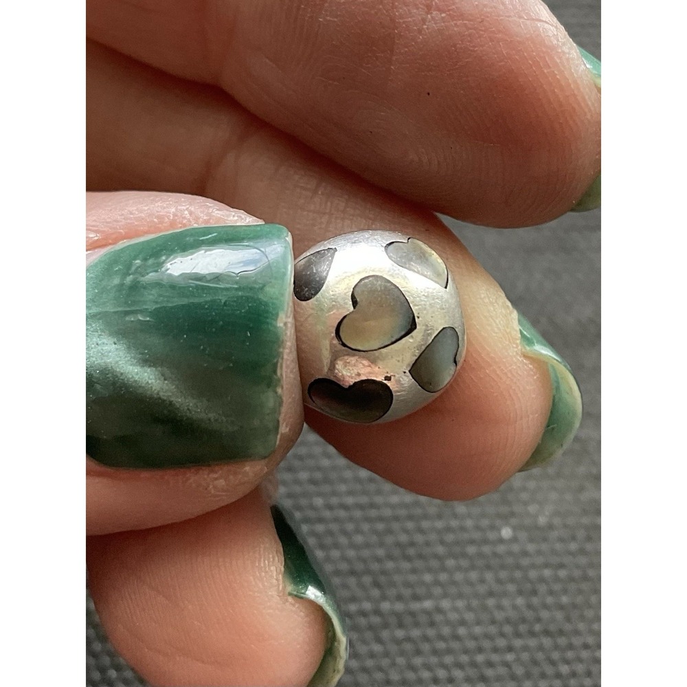 Pandora "Love Me" charm ALE 925 Sterling Silver Dark Mother Of Pearl Hearts